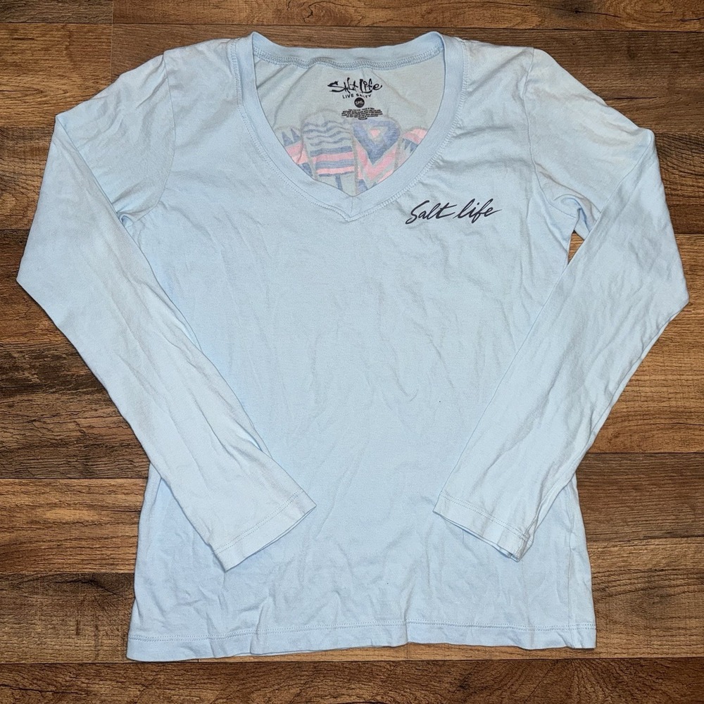 Salt Life Long Sleeve Shirt Blue Size Small